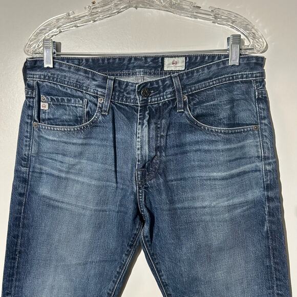 AG Adriano Goldshmied Slim Straight Washed Blue Denim Jeans Mens Size 32 - Picture 3 of 7